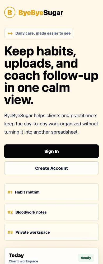 byebyesugar-netlify mobile preview