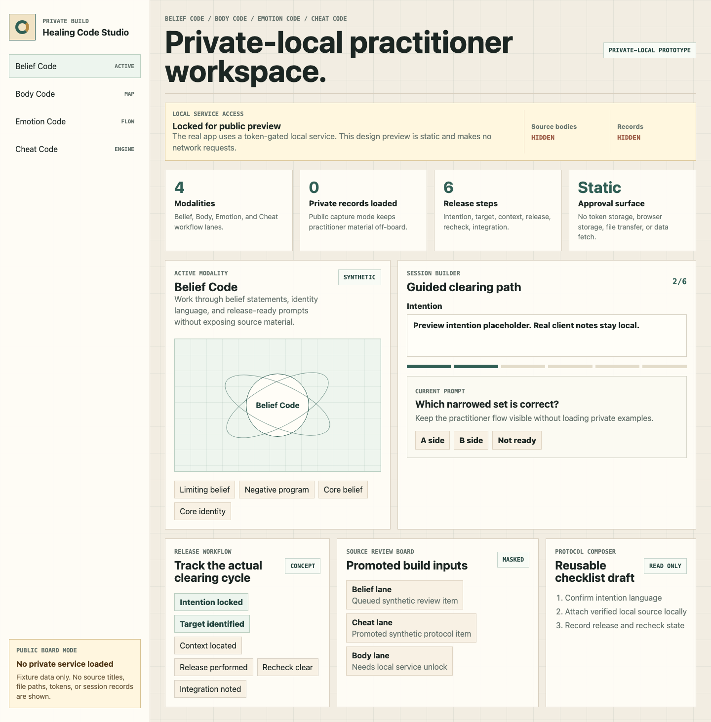 Healing Code Studio sanitized desktop preview