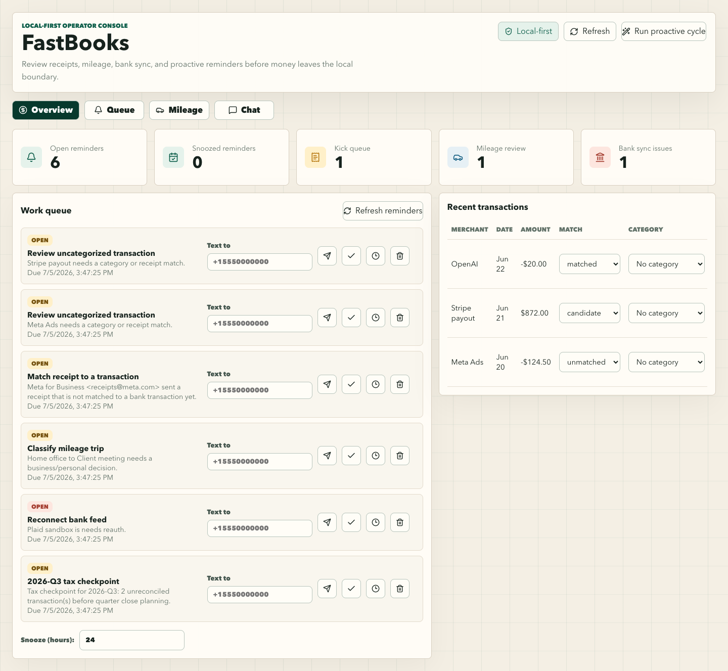 FastBooks dashboard desktop preview
