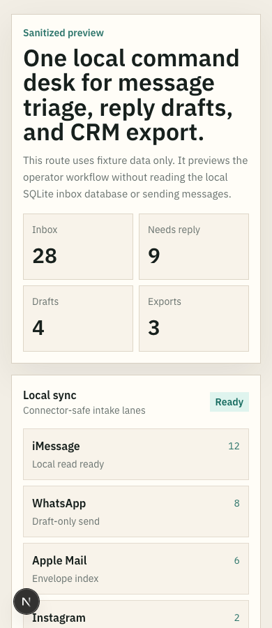 Unified Inbox CRM sanitized mobile preview