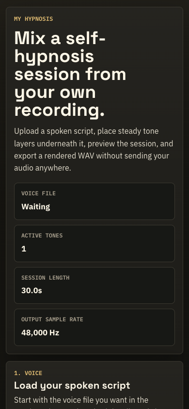 My Hypnosis audio studio mobile preview