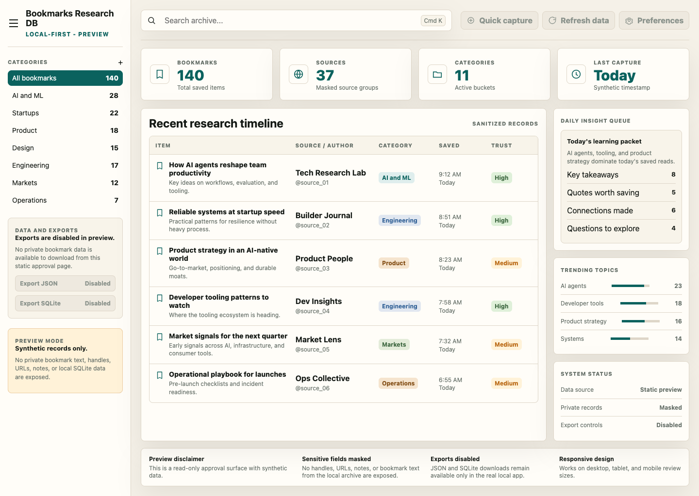 X Bookmarks Database sanitized desktop preview
