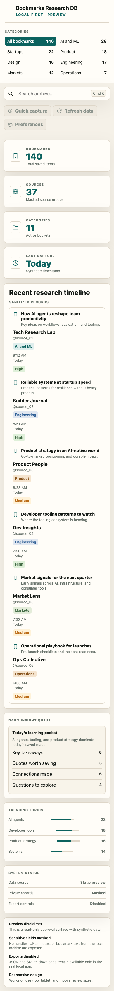 X Bookmarks Database sanitized mobile preview